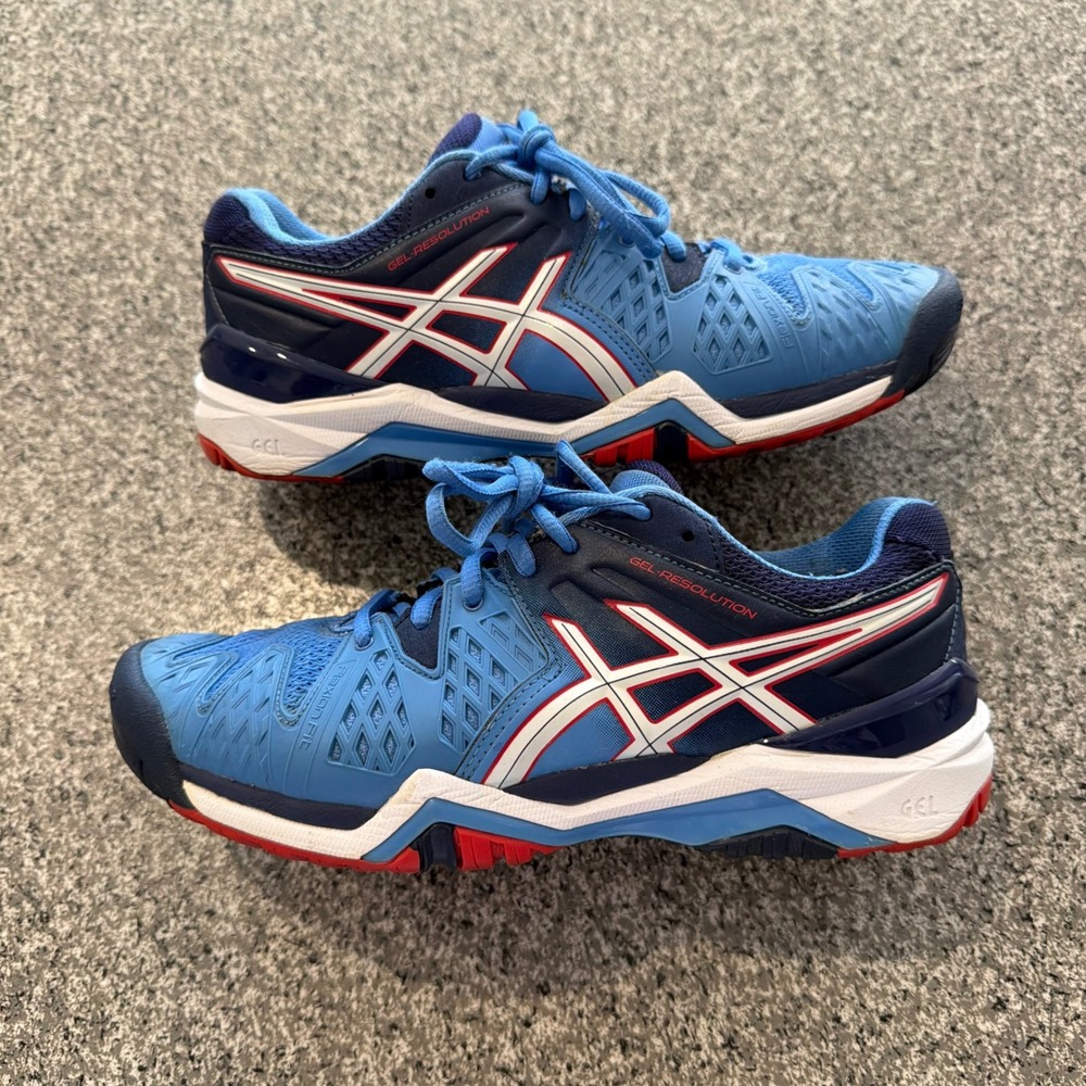 Asics Gel Resolution 6 Women Blue Navy Tennis Shoes E550Y Size 7.5